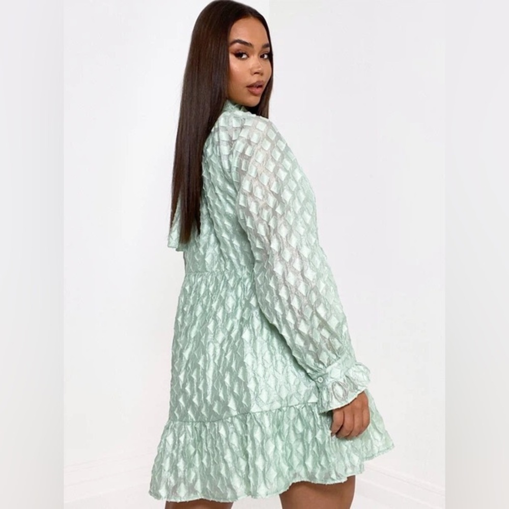 β¨ Mint Dream Textured Mini Dress | Coquette & Cottagecore Chic β¨ Size 2 π NWT - Picture 3 of 3